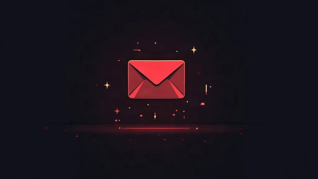 Crveni email ikona sa zvezdama na crnoj pozadini, simbolizuje exit popup za prikupljanje email adresa