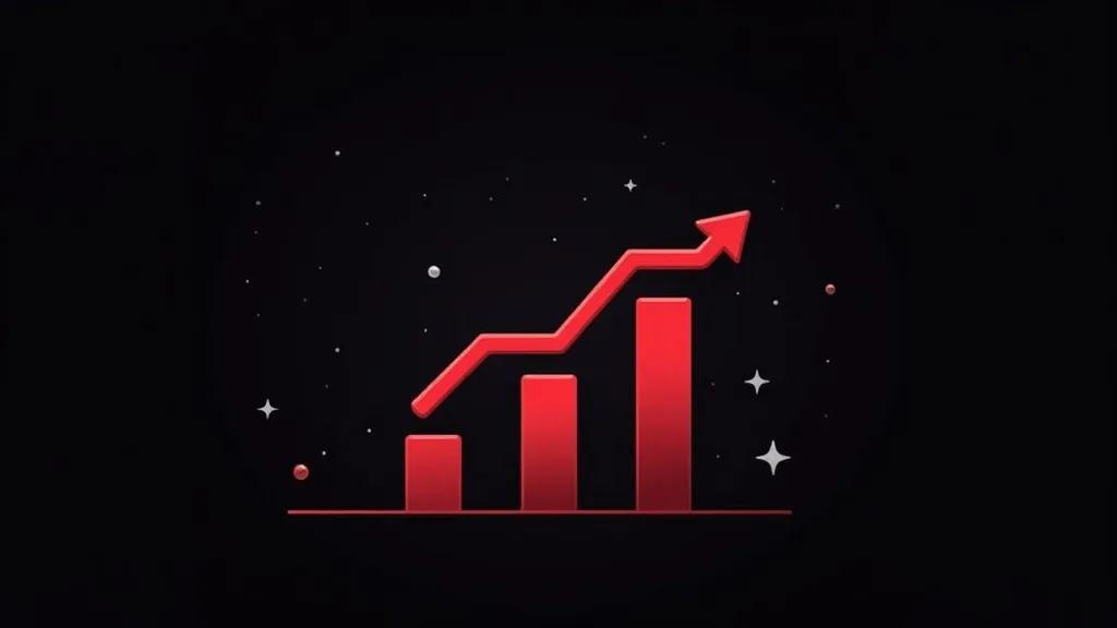 Grafikon rasta sa crvenim stubcima i strelicom - povećanje prodaje i konverzija na e-commerce sajtu