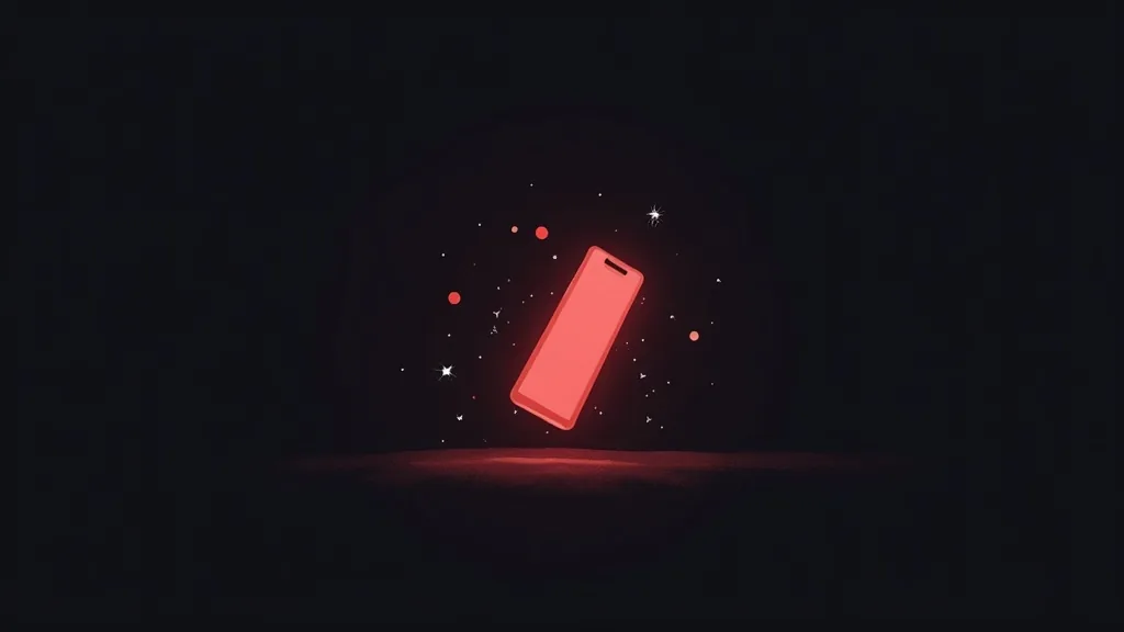 Crveni pametni telefon sa efektima svjetlosti na tamnoj pozadini - ilustracija mobilne optimizacije